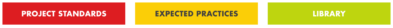 the three building blocks - project standards, expected practices and library.